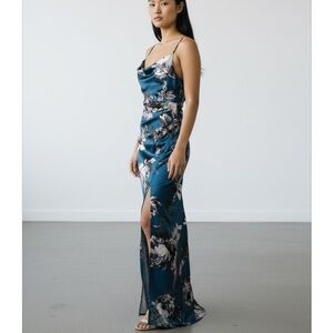 Elegant Floral Satin Dress